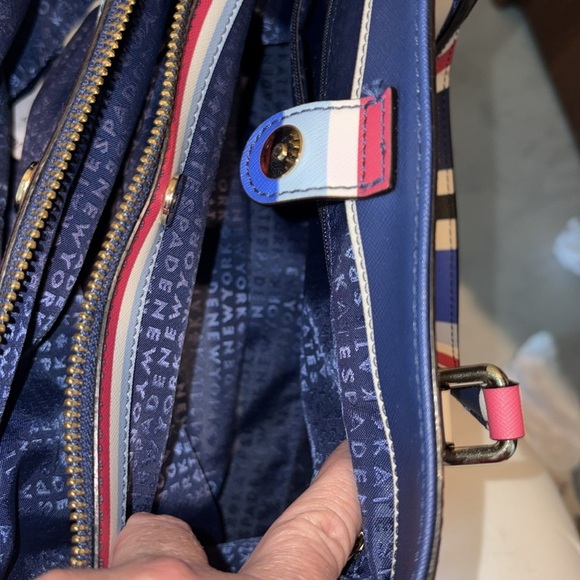 Kate Spade Satchel Crossbody bag striped red white blue black light blue NWOT - Picture 17 of 17